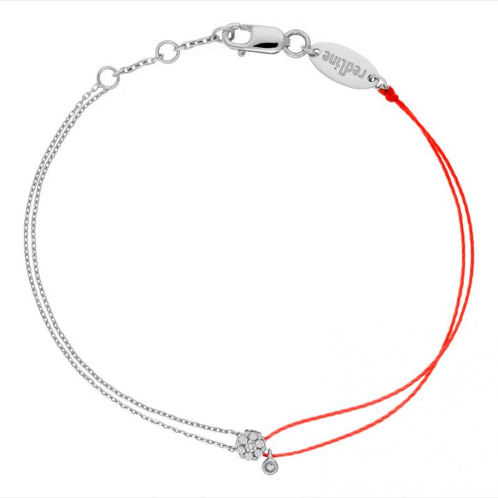 Bracelet fil et chaîne avec diamant 0.06 ct serti invisible or blanc - Redline - 0++