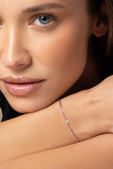 Bracelet fil avec diamant 0.05 ct en serti invisible or blanc - Redline - 0++