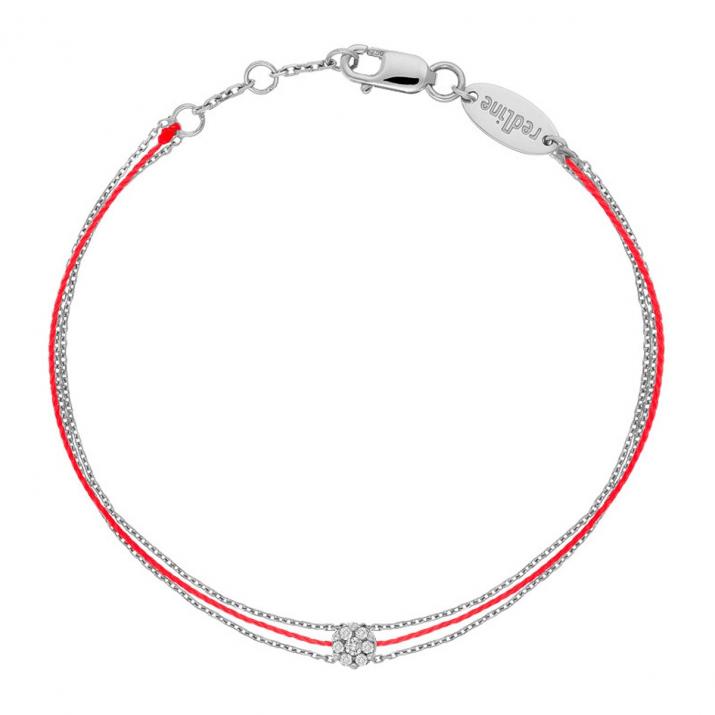 Bracelet fil avec diamant 0.05 ct en serti invisible or blanc - Redline - 0++