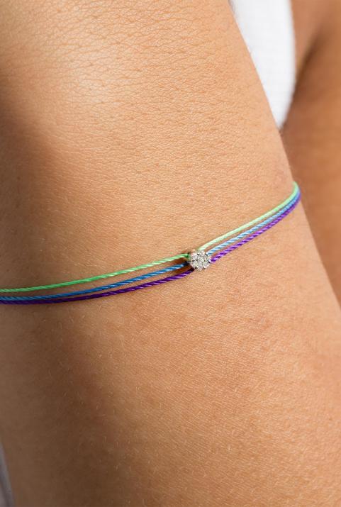 Bracelet 3 fils Fuzz avec diamant 0.05 ct en serti invisible or blanc - Redline - 0++