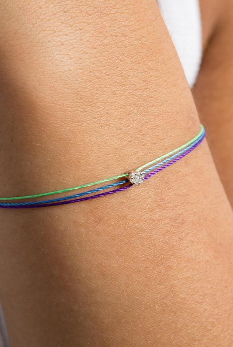 Bracelet 3 fils Fuzz avec diamant 0.05 ct en serti invisible or rose - Redline - 0++