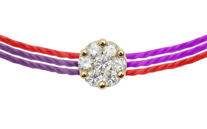Bracelet 3 fils Fuzz avec diamant 0.05 ct en serti invisible or jaune - Redline - 0++