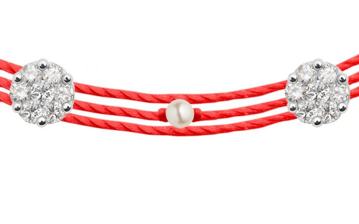 Bracelet 3 fils avec diamant 0.05 ct serti invisible or blanc - Redline - 0++