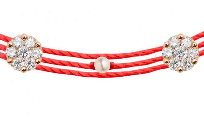 Bracelet 3 fils avec diamant 0.05 ct en serti invisible or rose - Redline - 0++