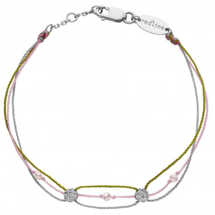 Bracelet 3 fils avec diamant 0.05 ct serti invisible or blanc - Redline - 0++