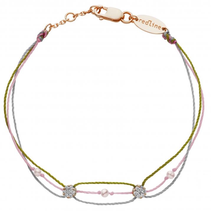 Bracelet 3 fils avec diamant 0.05 ct en serti invisible or rose - Redline - 0++