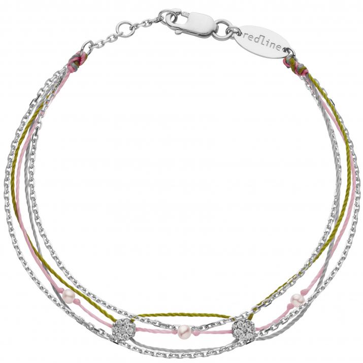 Bracelet 3 fils avec diamant 0.05 ct en serti invisible or blanc - Redline - 0++