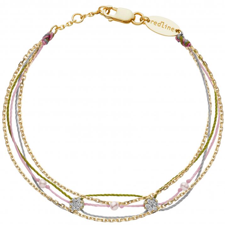 Bracelet 3 fils avec diamant 0.05 ct en serti invisible or jaune - Redline - 0++