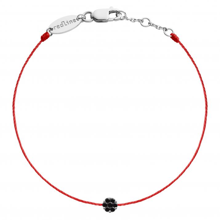 Bracelet homme fil avec diamant noir 0.05 carats en serti clos or blanc - Redline - 0++