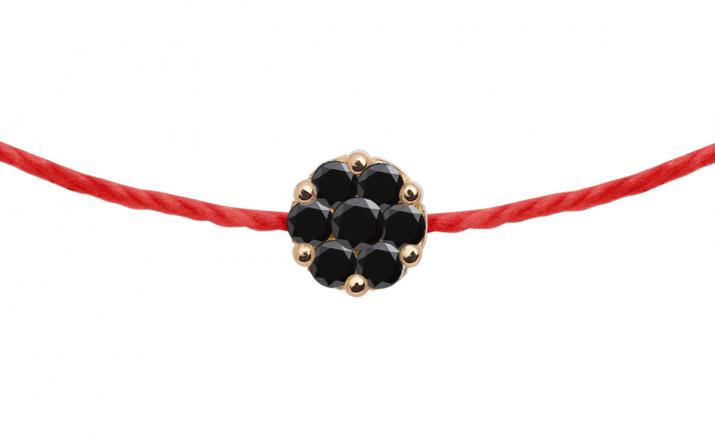 Bracelet homme fil avec diamant noir 0.05 carats en serti clos or rose - Redline - 0++