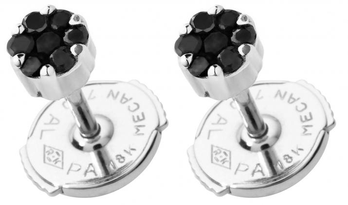 Boucles d’oreilles en or blanc 18K, diamants noirs 0,10 carat - Redline - 0++