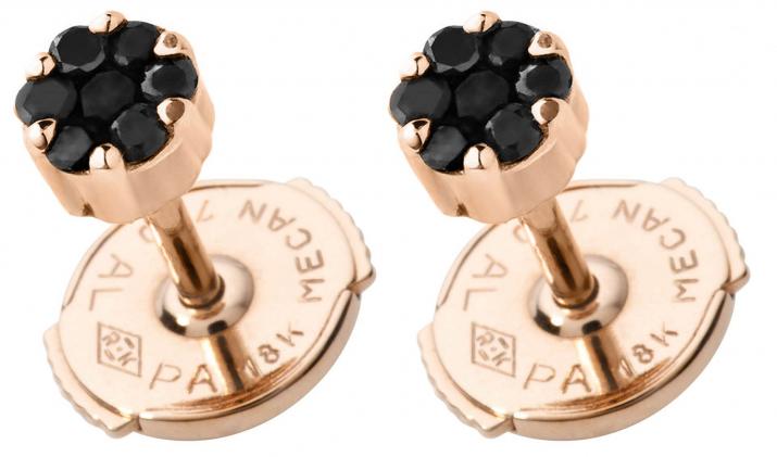 Boucles d’oreilles en or rose 18K, diamants noirs 0,10 carat - Redline - 0++