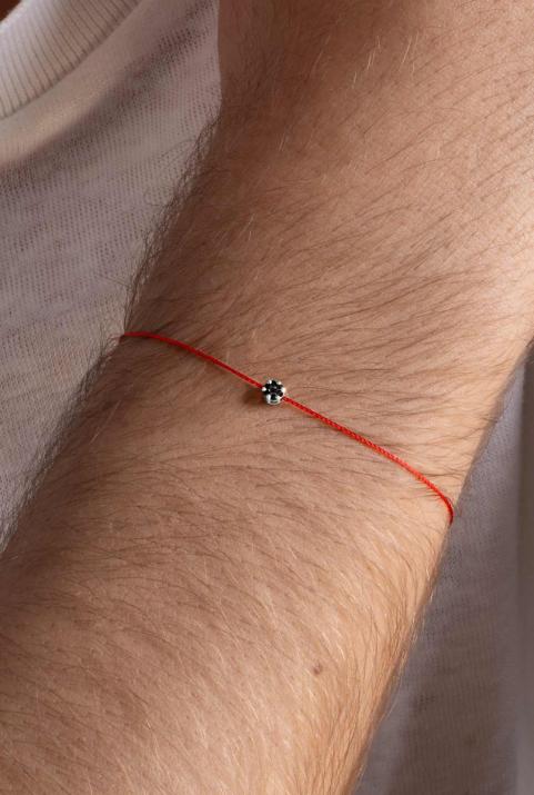 Bracelet homme fil avec diamant noir 0.05 carats en serti clos or blanc - Redline - 0++