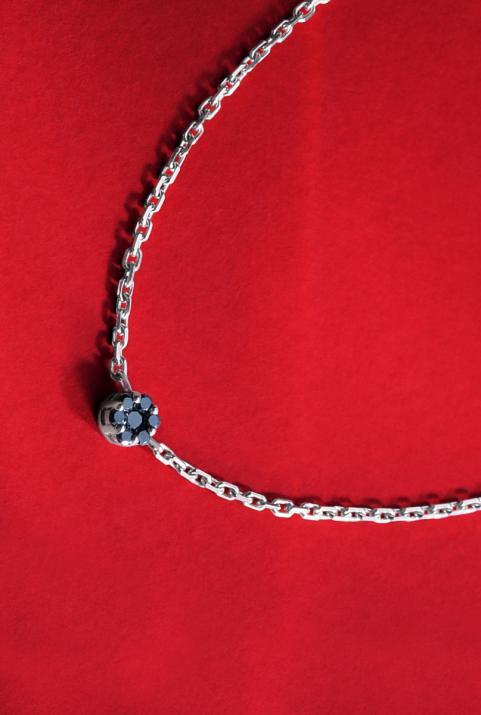 Bracelet homme chaîne avec diamant noir 0.05 carats en serti clos or blanc - Redline - 0++