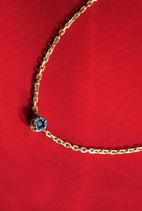 Bracelet homme chaîne avec diamant noir 0.05 carats en serti clos or jaune - Redline - 0++
