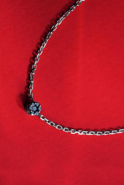 Bracelet homme chaîne avec diamant noir 0.05 carats en serti clos or noir - Redline - 0++
