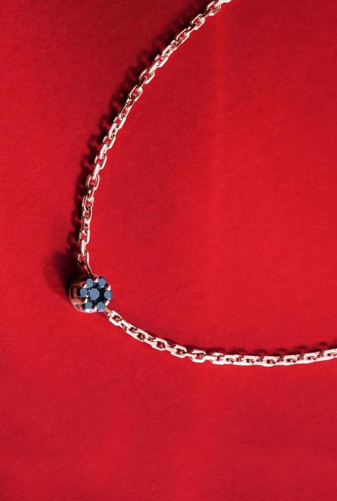 Bracelet homme chaîne avec diamant noir 0.05 carats en serti clos or rose - Redline - 0++
