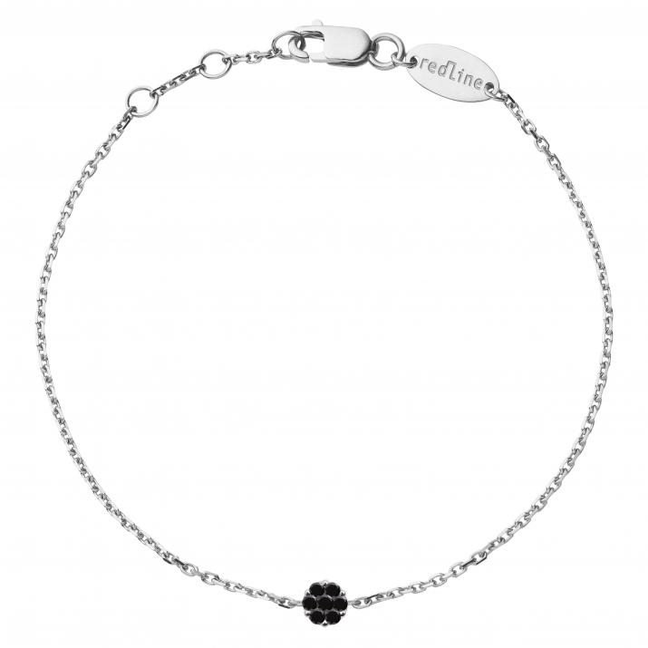 Bracelet homme chaîne avec diamant noir 0.05 carats en serti clos or blanc - Redline - 0++