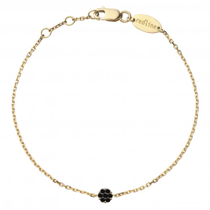 Bracelet homme chaîne avec diamant noir 0.05 carats en serti clos or jaune - Redline - 0++