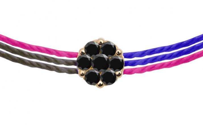 Bracelet multifil avec diamants noirs 0.05 carat en serti invisible or jaune - Redline - 0++