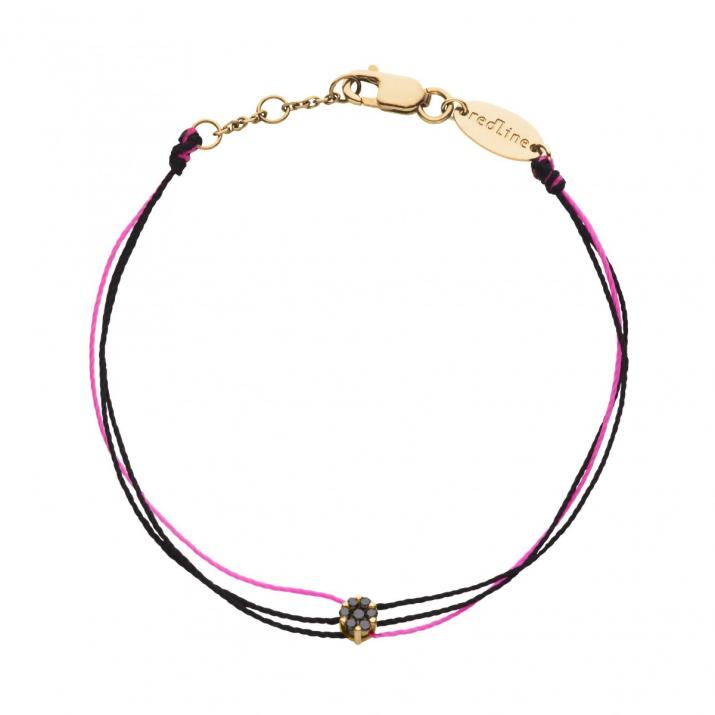 Bracelet homme fil avec diamant noir 0.05 carats en serti invisible or jaune - Redline - 0++