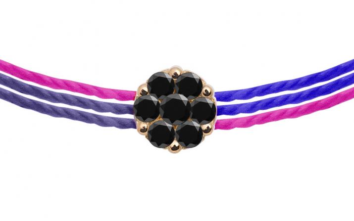 Bracelet multifil avec diamants noirs 0.05 carat en serti invisible or rose - Redline - 0++