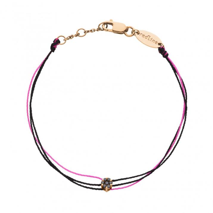 Bracelet homme fil avec diamant noir 0.05 carats en serti invisible or rose - Redline - 0++