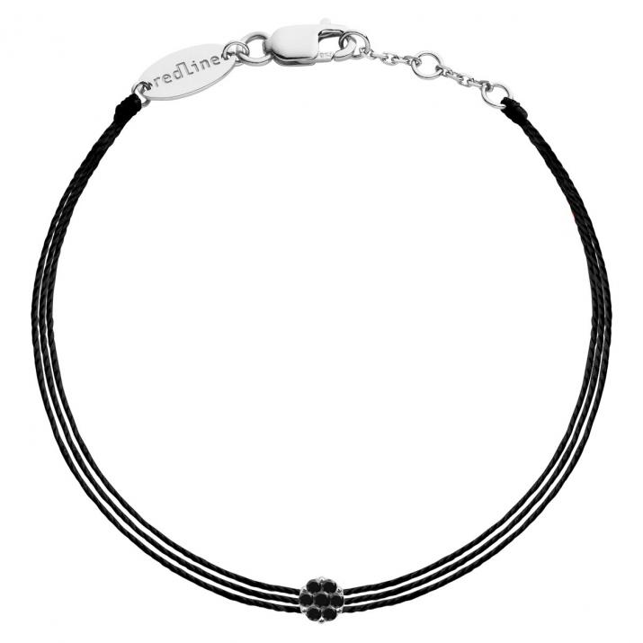 Bracelet homme fil avec diamant noir 0.05 carats en serti invisible or blanc - Redline