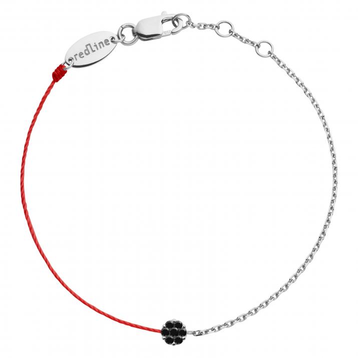 Bracelet homme fil et chaîne avec diamant noir 0.05 carats en serti invisible or blanc - Redline