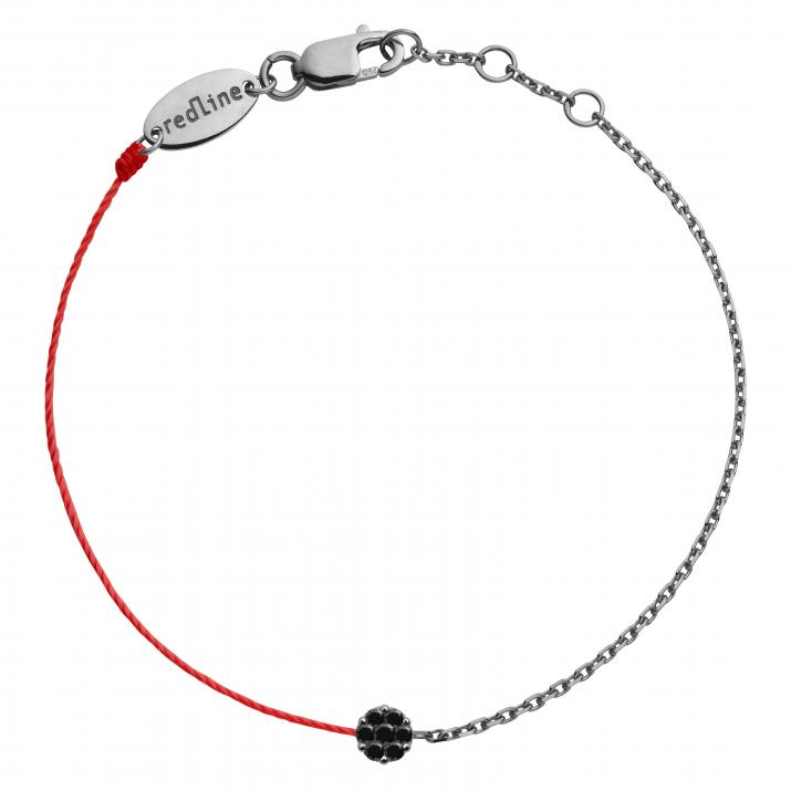 Bracelet homme fil et chaîne avec diamant noir 0.05 carats en serti invisible or noir - Redline