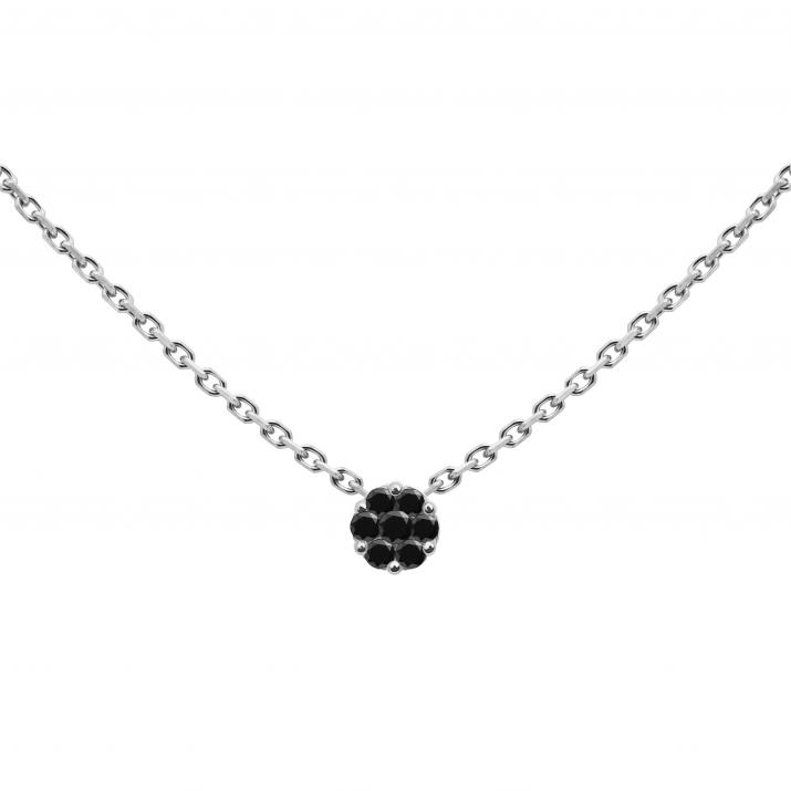 Collier chaîne avec diamant noir 0.05 ct en serti invisible or blanc - Redline - 0++