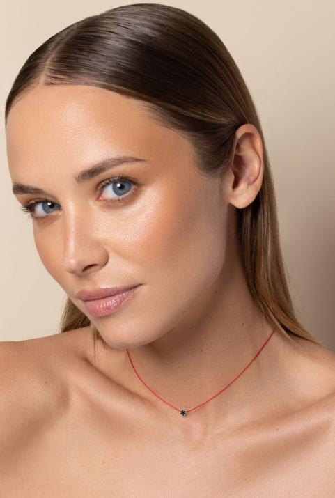 Collier fil avec diamant noir 0.05 ct en serti invisible or blanc - Redline - 0++