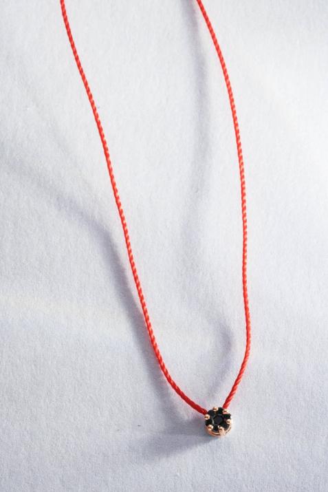 Collier fil avec diamant noir 0.05 ct en serti invisible or rose - Redline - 0++