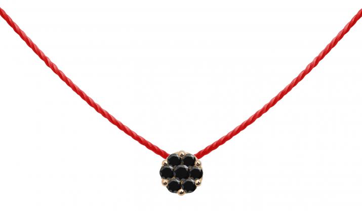 Collier fil avec diamant noir 0.05 ct en serti invisible or rose - Redline - 0++