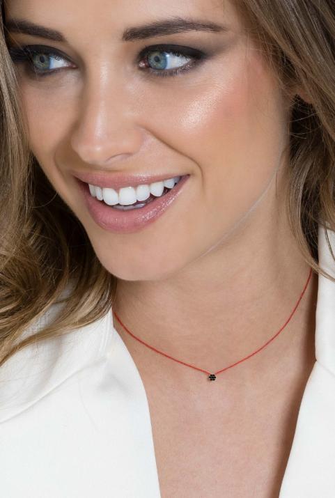 Collier fil avec diamant noir 0.05 ct en serti invisible or rose - Redline - 0++