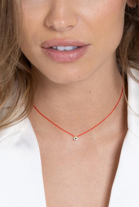 Collier fil avec des diamants blancs et un diamant noir en serti invisible or jaune - Redline - 0++