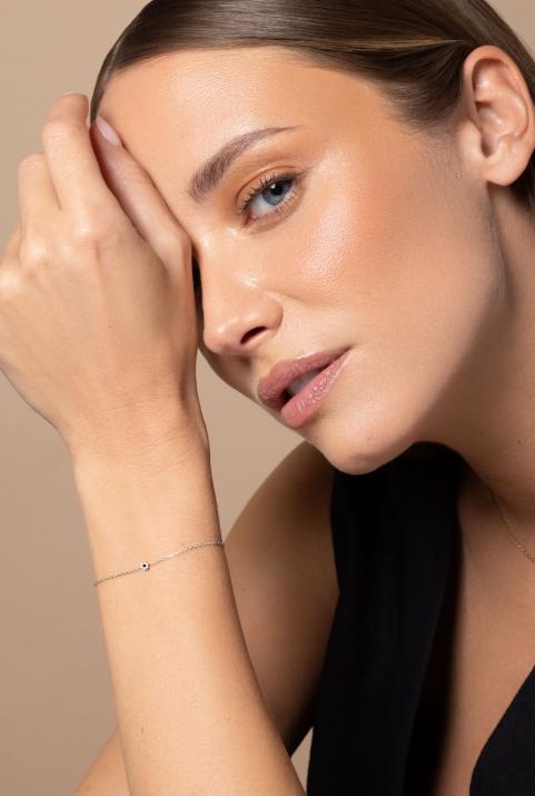 Bracelet chaîne avec diamants blancs et diamant noir or blanc - Redline - 0++
