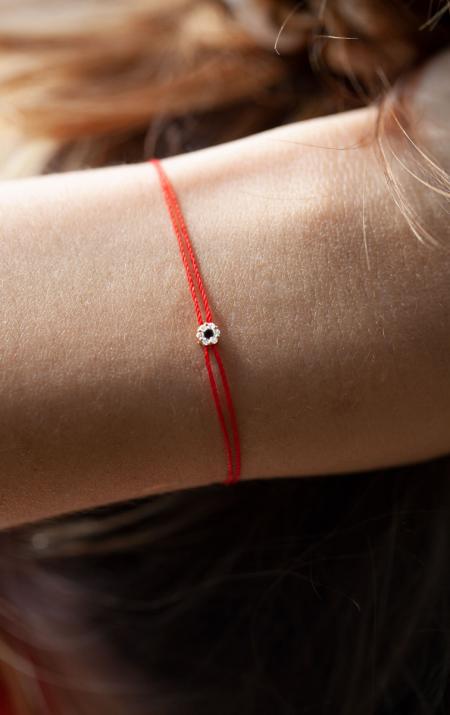 Bracelet 2 fils avec diamants blancs et diamant noir or rose - Redline - 0++