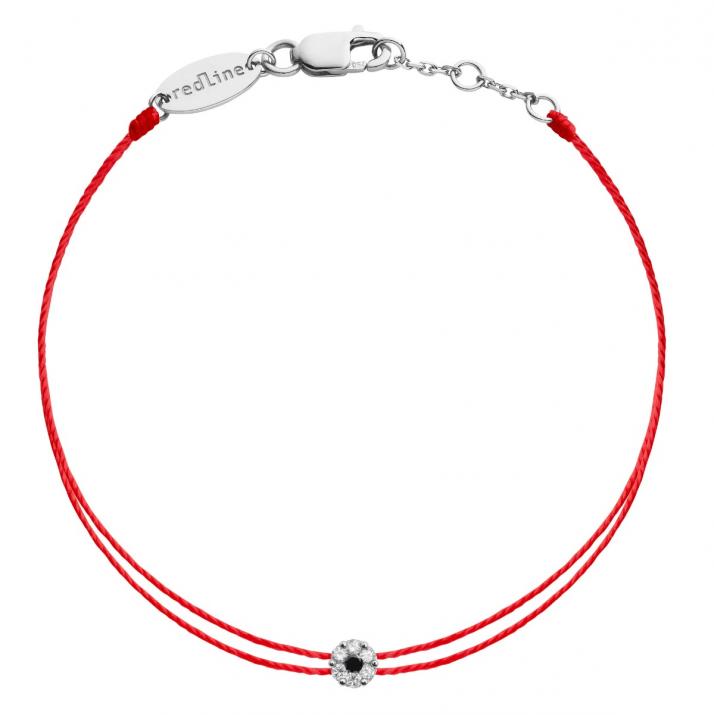 Bracelet 2 fils avec diamants blancs et diamant noir or blanc - Redline - 0++