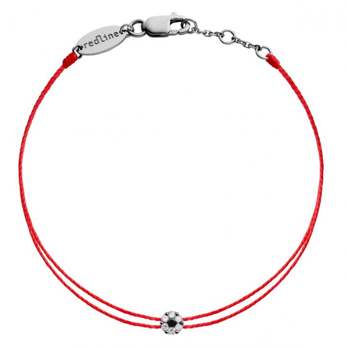 Bracelet 2 fils avec diamants blancs et diamant noir or noir - Redline