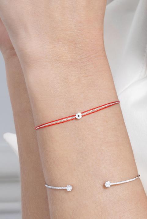 Bracelet chaîne et 2 fils avec diamants blancs et diamant noir or blanc - Redline - 0++