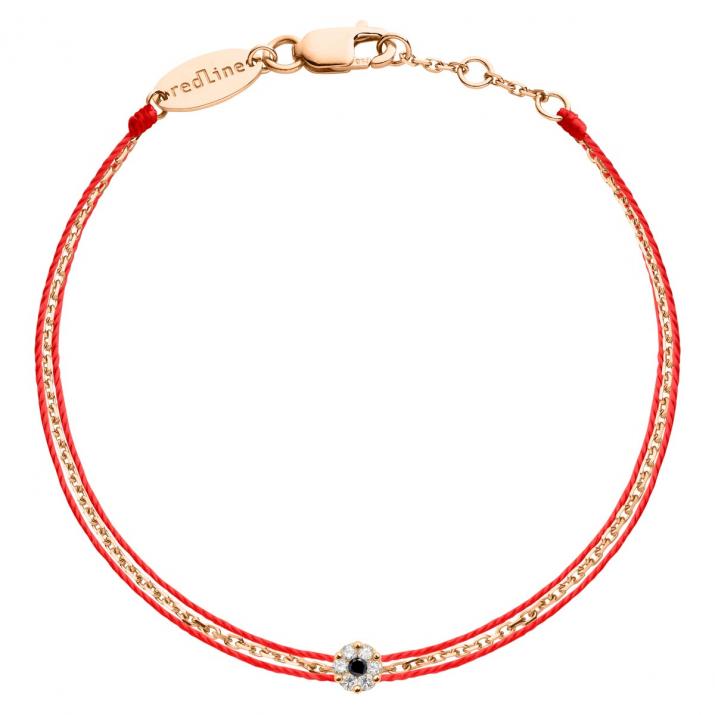 Bracelet chaîne et 2 fils en or rose avec diamants blancs et noir 0,06 ct - Redline - 0++