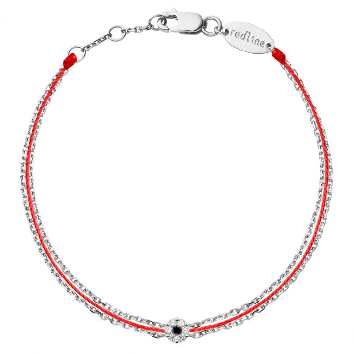 Bracelet fil et chaîne duos avec diamants blancs et diamant noir or blanc - Redline