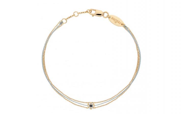 Bracelet fil et chaîne duos avec diamants blancs et diamant noir or jaune - Redline