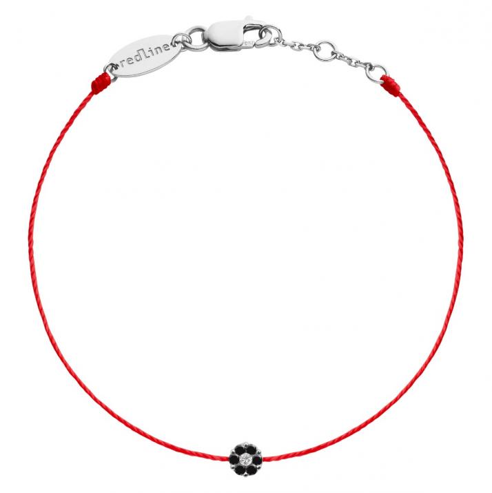 Bracelet fil avec diamants noirs et diamant blanc or blanc - Redline - 0++