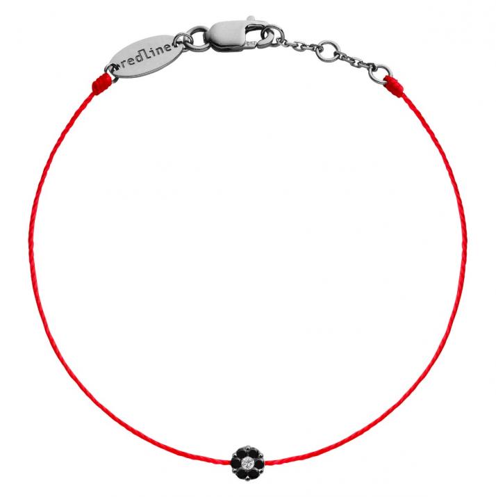 Bracelet fil avec diamants noirs et diamant blanc or noir - Redline - 0++
