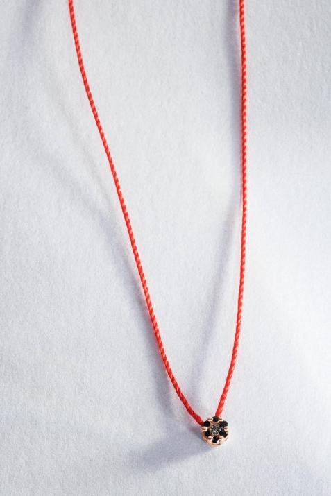 Collier fil avec diamants noirs et diamant blanc or rose - Redline - 0++