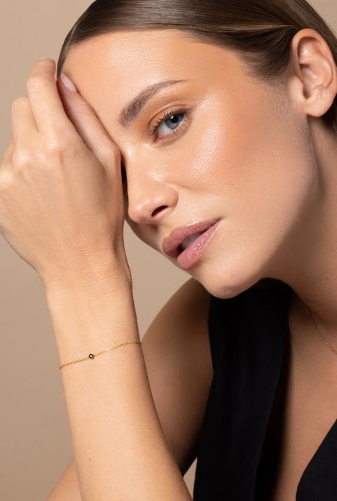 Bracelet chaîne avec diamants noirs et diamant blanc or jaune - Redline - 0++