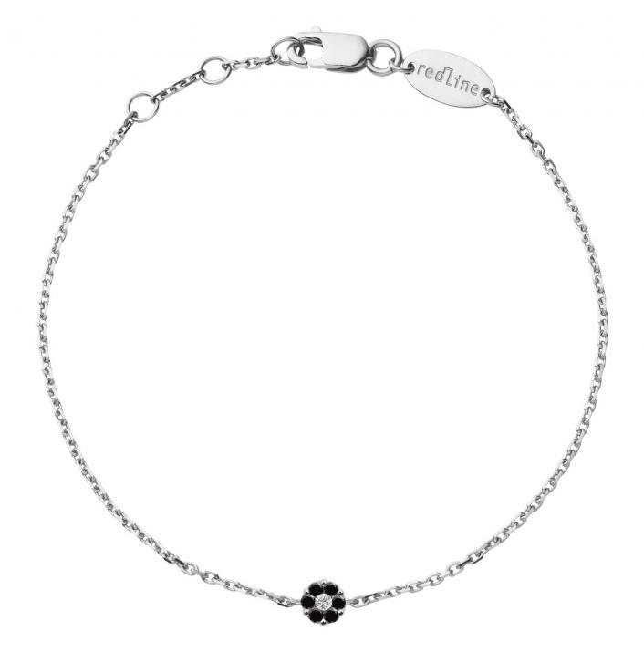 Bracelet chaîne avec diamants noirs et diamant blanc or blanc - Redline - 0++