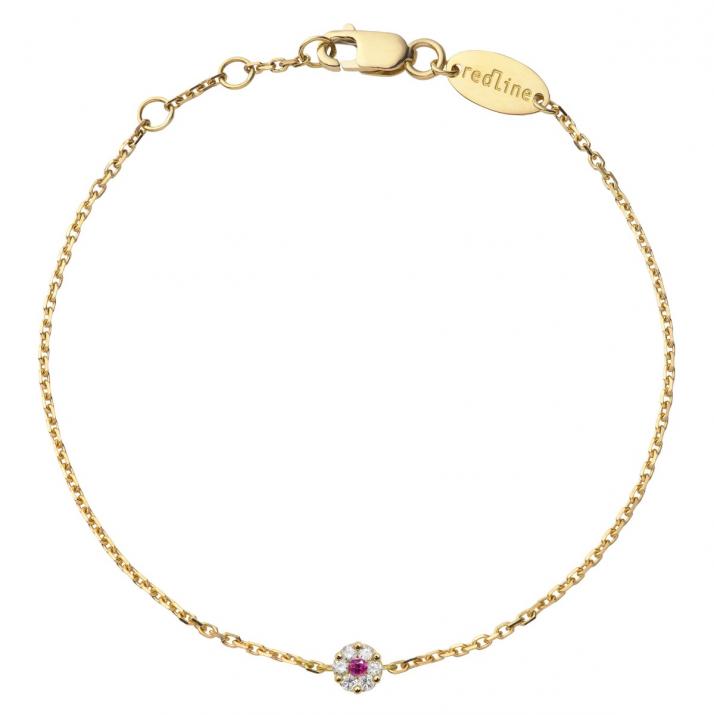 Bracelet chaîne avec diamants blancs et saphir rose or jaune - Redline